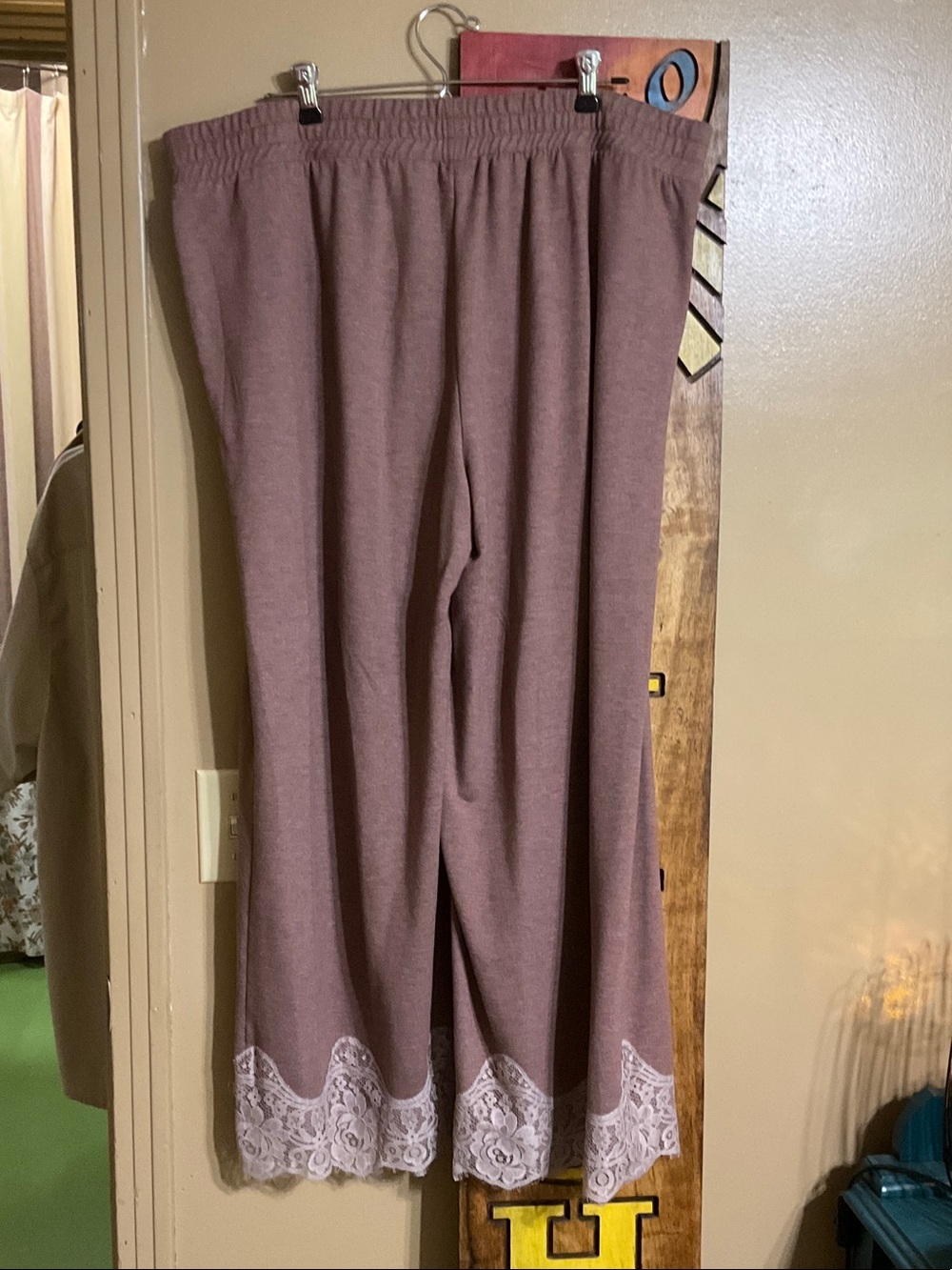LOGO by Lori Goldstein Wide Leg Pants with lace hem - Picture 2 of 9
